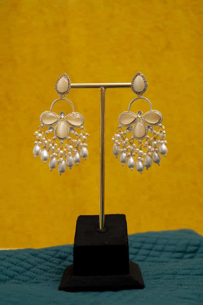 Moonstone Brass Jhumki Earring, Earring Set ZJ110-12
