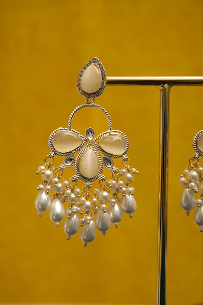 Moonstone Brass Jhumki Earring, Earring Set ZJ110-12