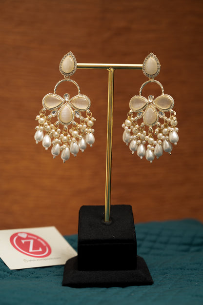 Moonstone Brass Jhumki Earring, Earring Set ZJ110-12