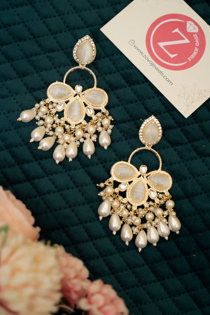 Moonstone Brass Jhumki Earring, Earring Set ZJ110-12