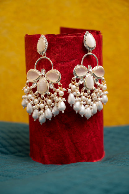 Moonstone Brass Jhumki Earring, Earring Set ZJ110-12