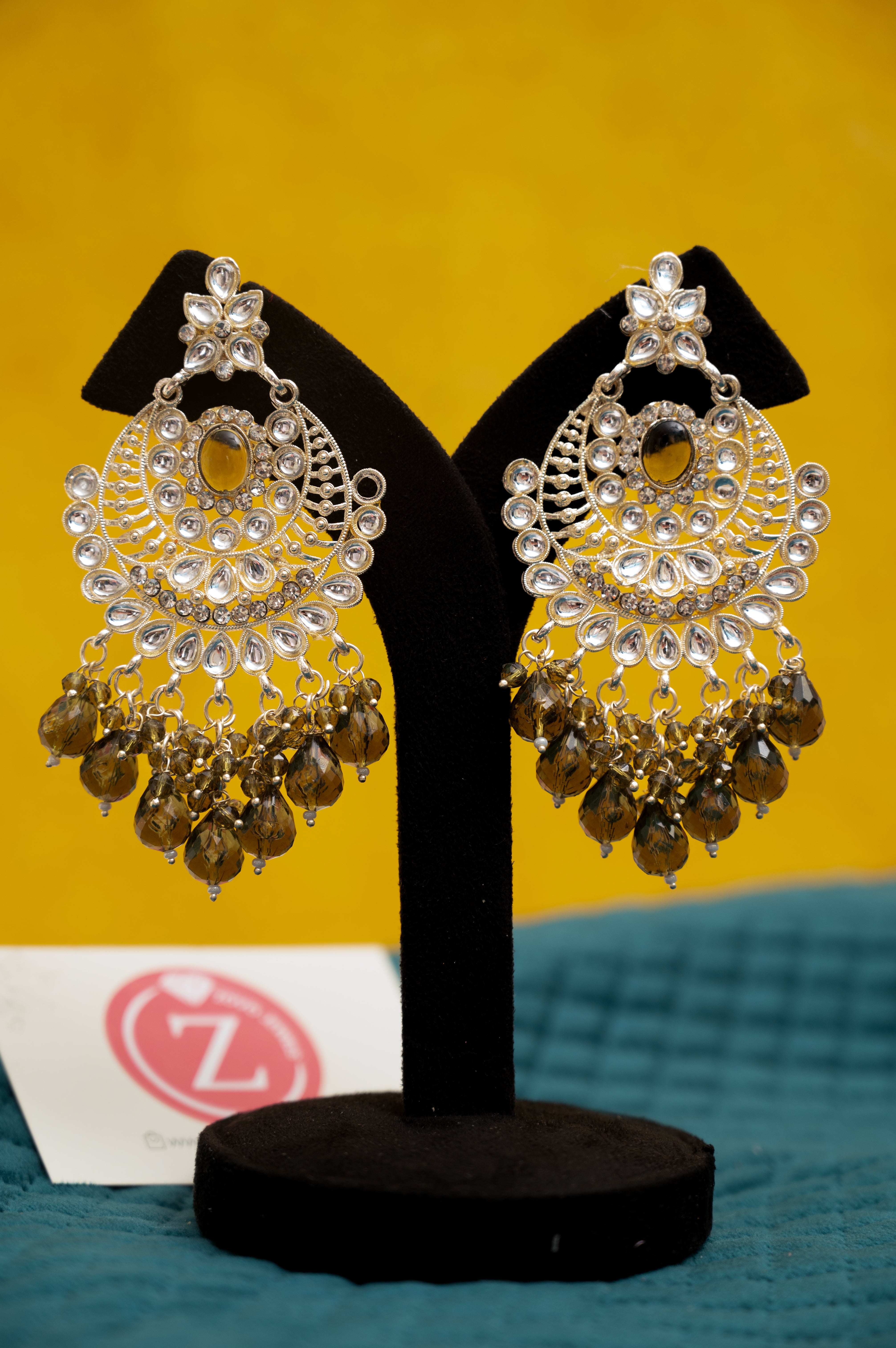 ELEGANT POLKI EARRINGS WITH STONES Brass Jhumki Earring, Earring Set