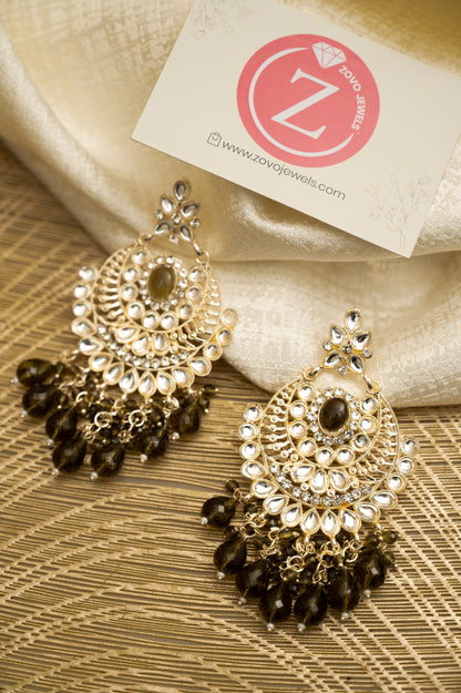 ELEGANT POLKI EARRINGS WITH STONES Brass Jhumki Earring, Earring Set
