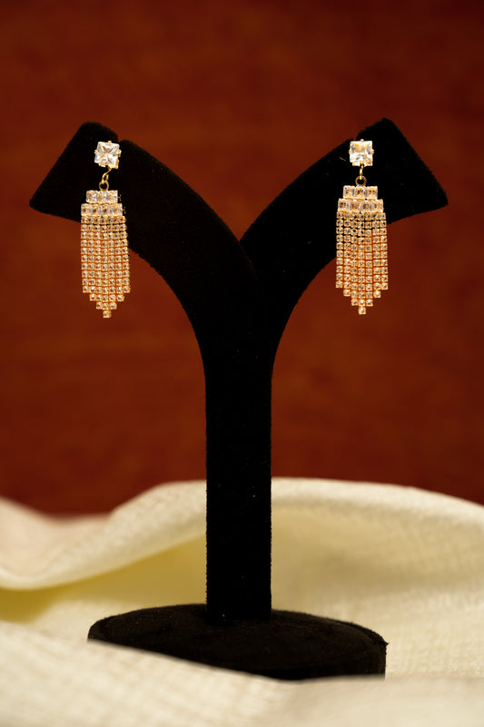 Gold Radiance Earrings Cubic Zirconia Alloy Drops & Danglers, Earring Set