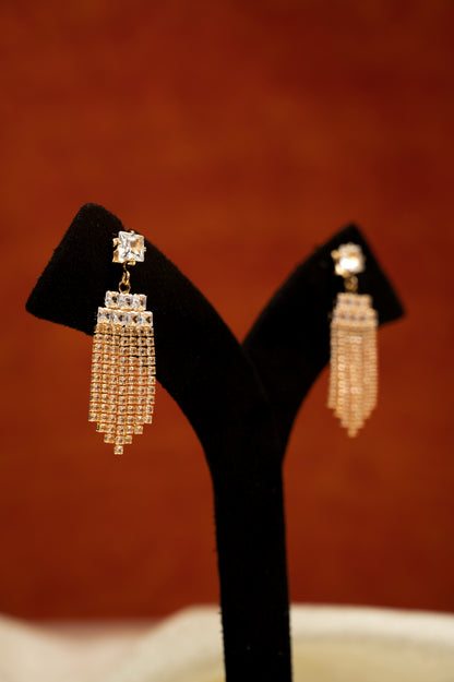 Gold Radiance Earrings Cubic Zirconia Alloy Drops & Danglers, Earring Set