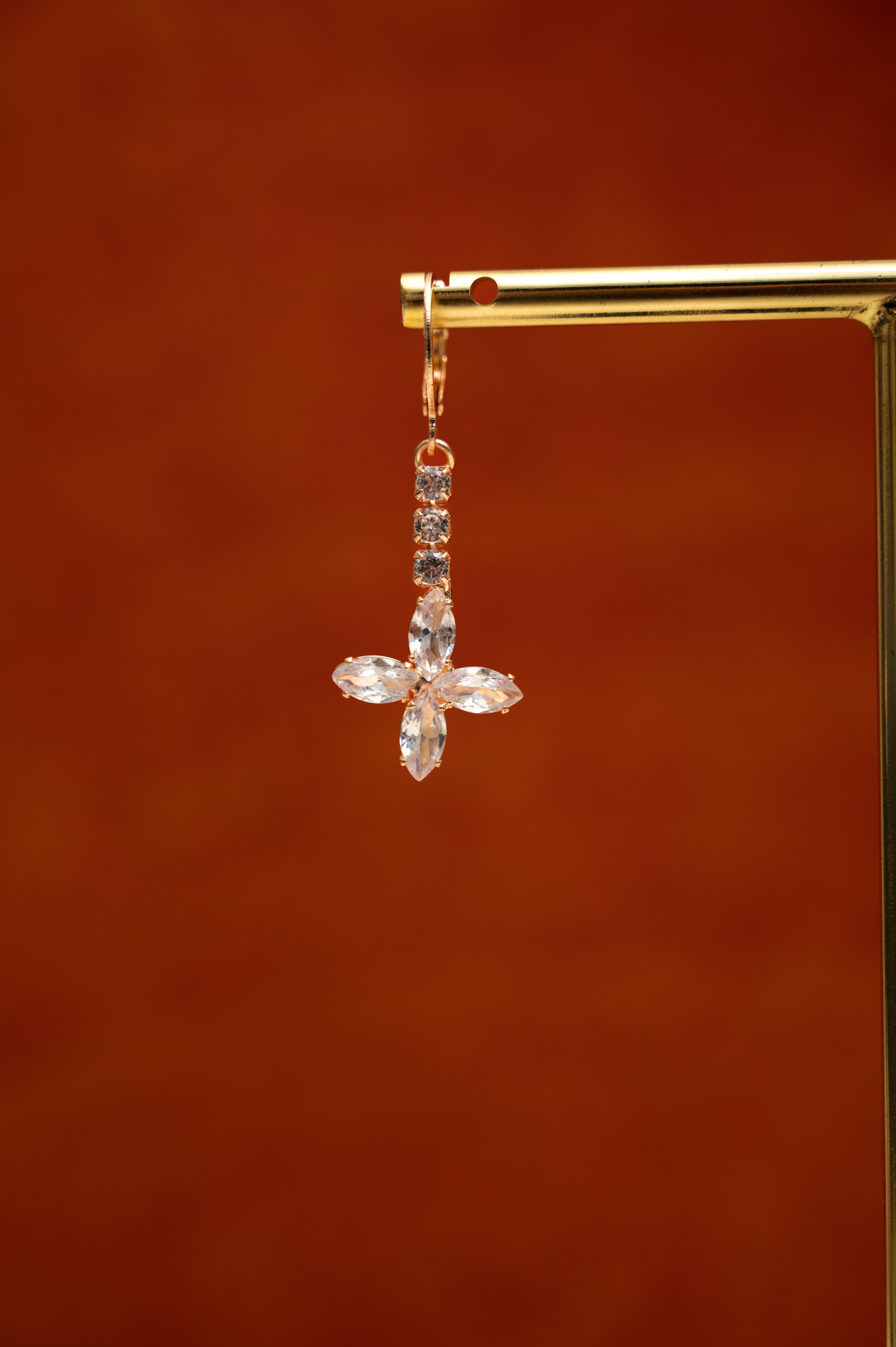 Rose Spark Earrings Cubic Zirconia Alloy Clip-on Earring, Drops & Danglers, Earring Set