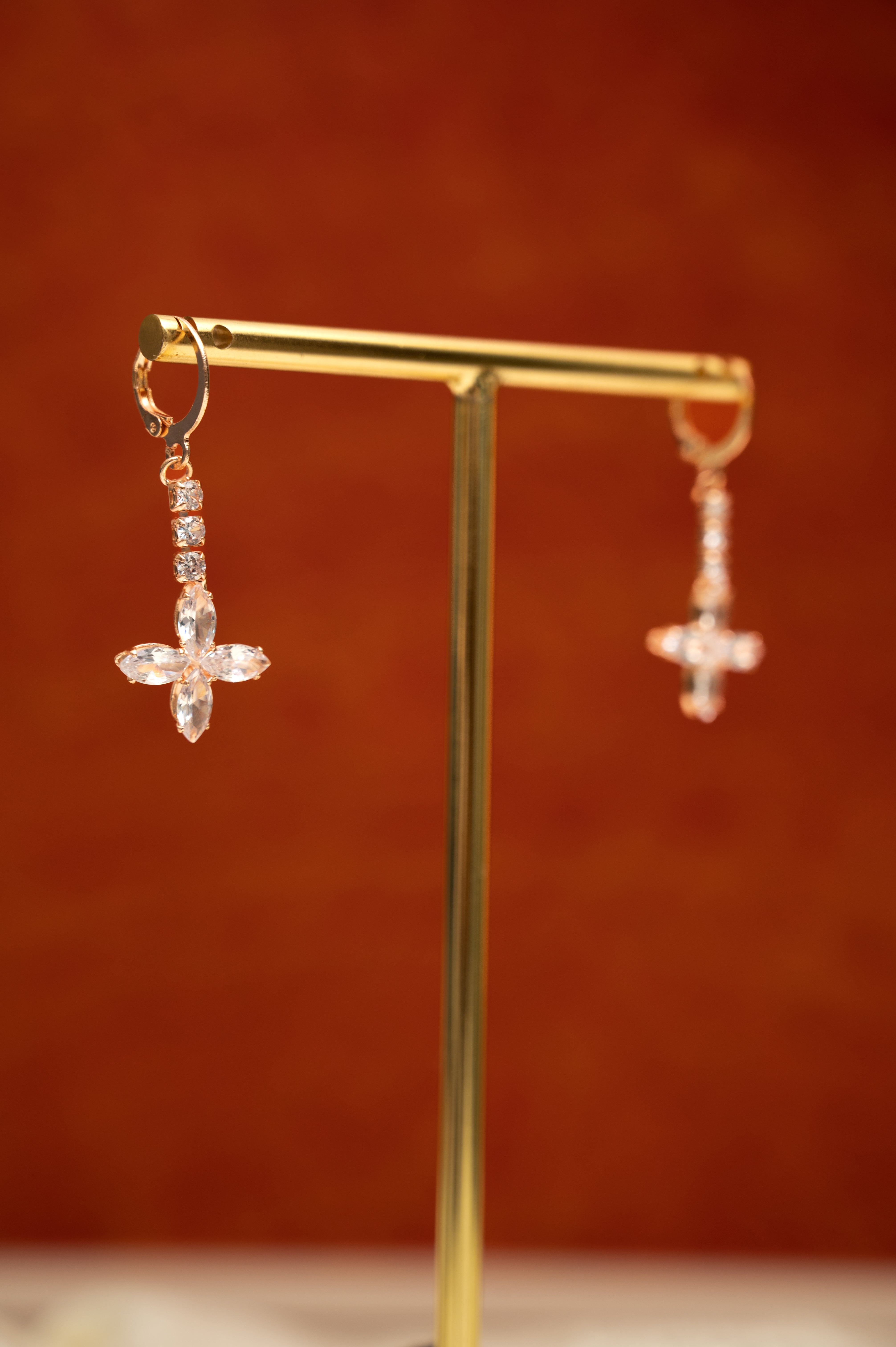 Rose Spark Earrings Cubic Zirconia Alloy Clip-on Earring, Drops & Danglers, Earring Set