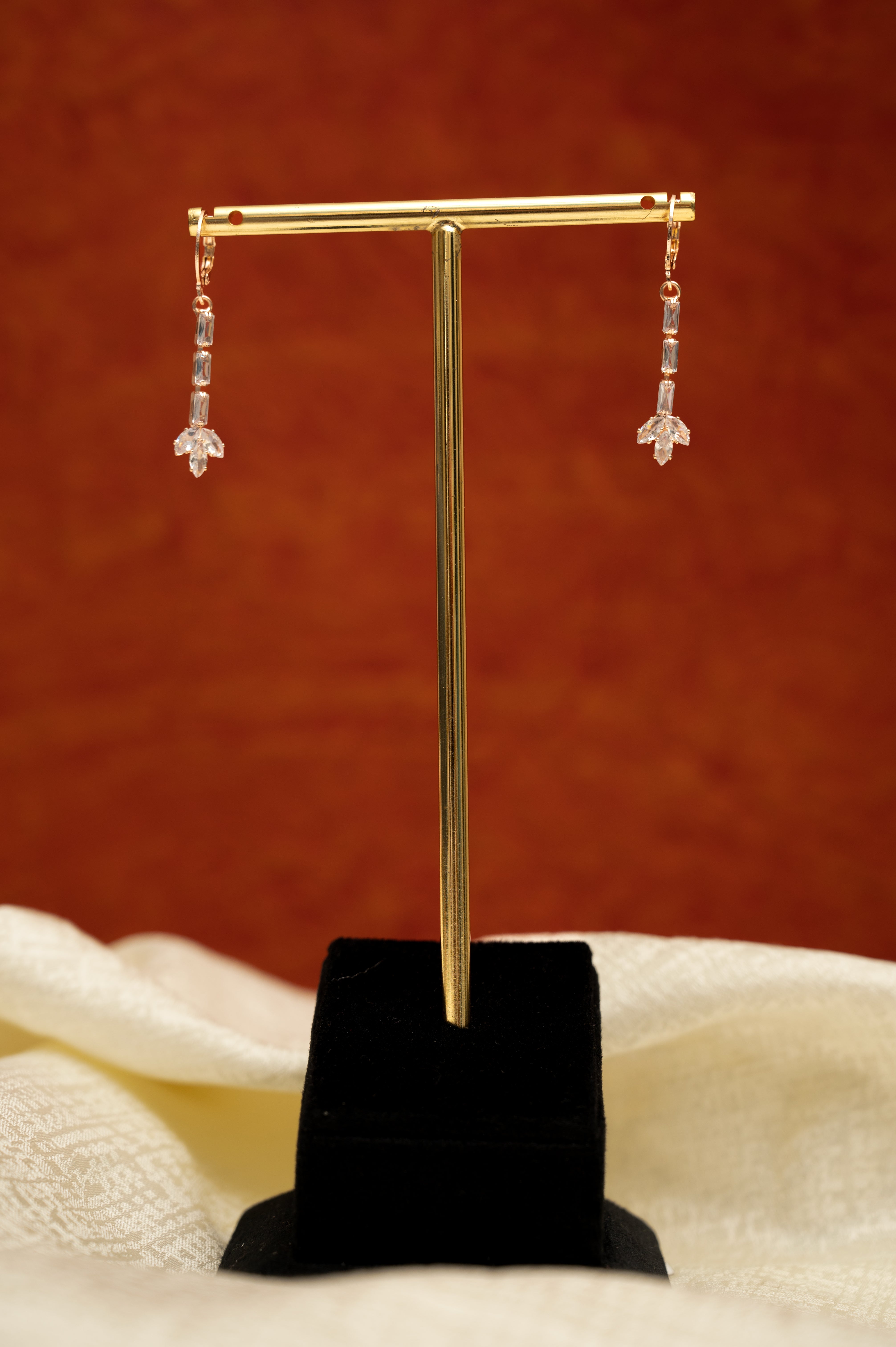 Rose Spark Earrings Cubic Zirconia Alloy Clip-on Earring, Drops & Danglers, Earring Set