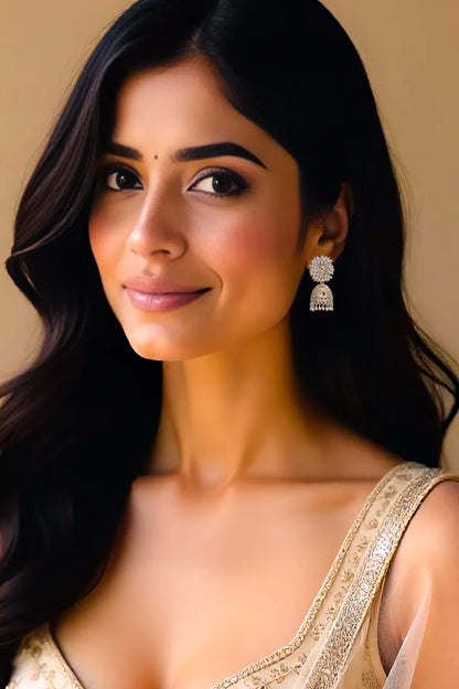 White Earring Set, Jhumki Earring