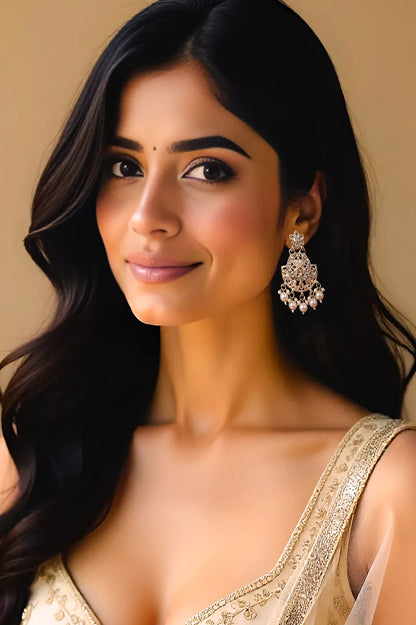 Silver Chandelier Jhumka Earrings / Statement Earrings