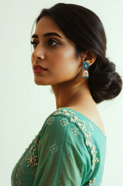 Sea Green Earring Jhumki Set